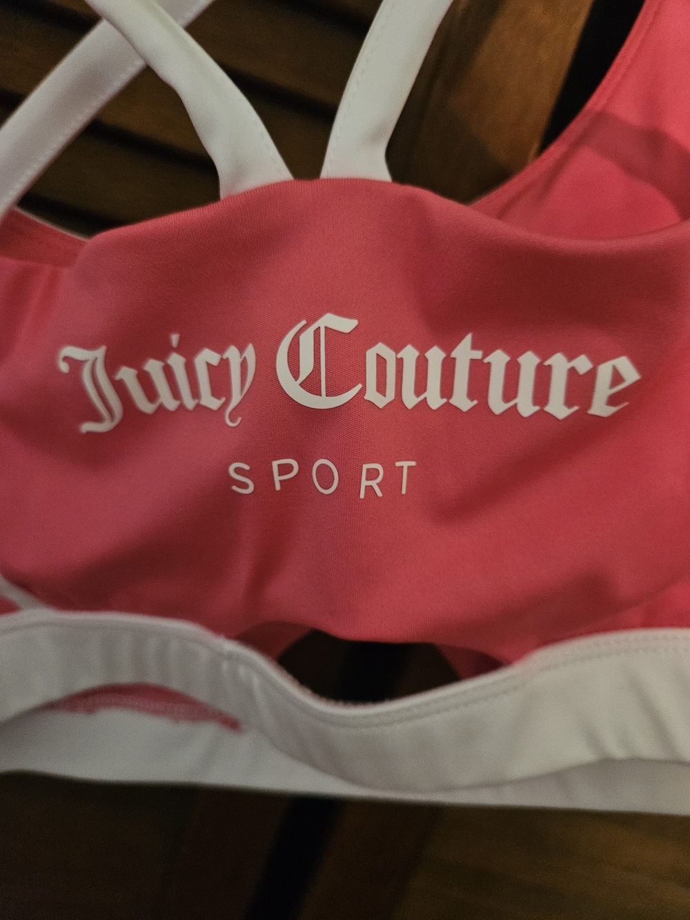 Juicy Couture Pink and White Sport Bra NWOT